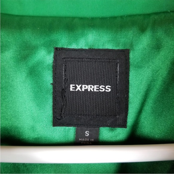 NWOT Express Women’s Zippered Moto Rain Jacket Emerald GREEN 🍀 SZ Small - Picture 5 of 12